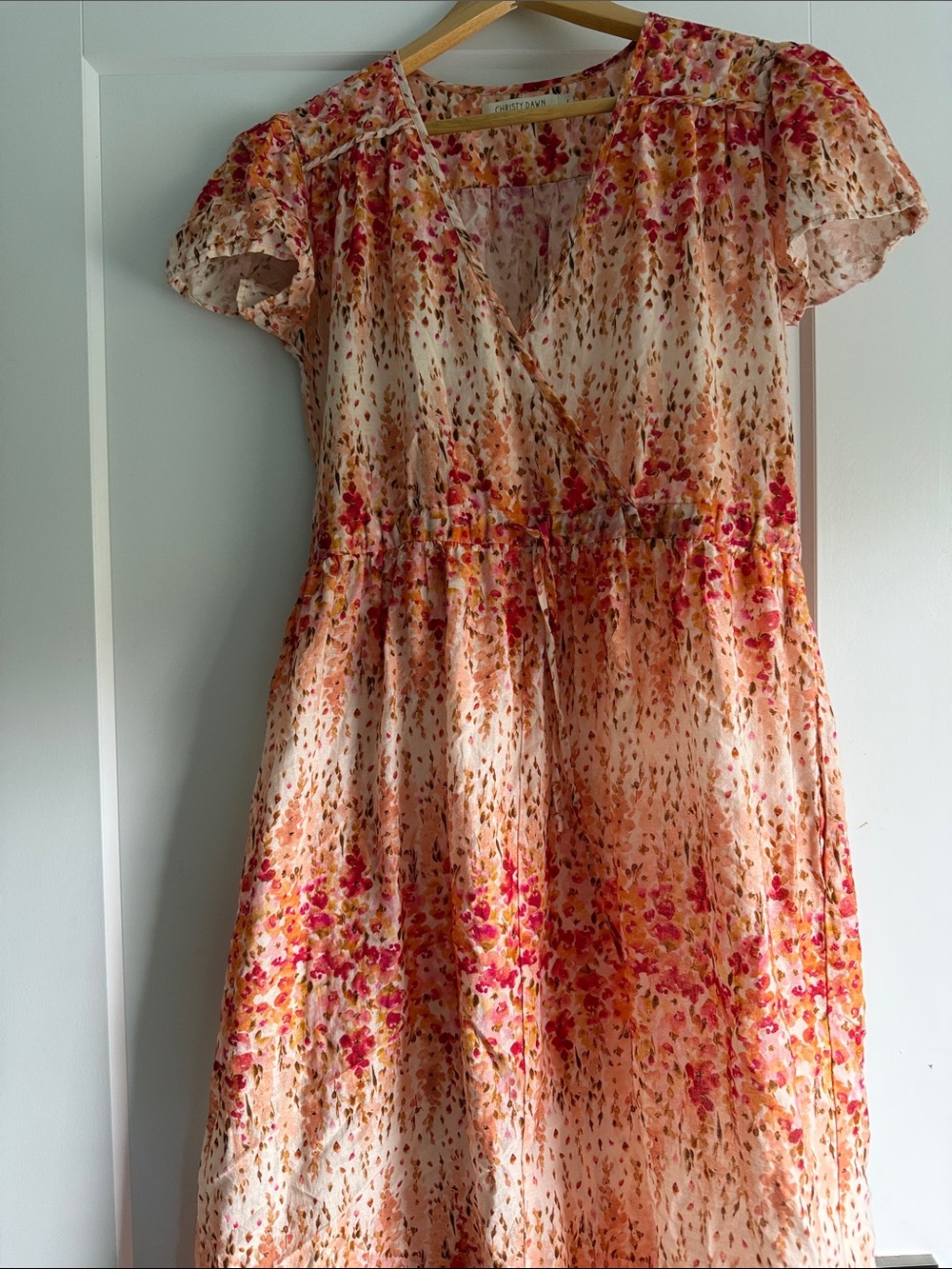 Christy Dawn Cream Dress with Pink & Peach Floral Print